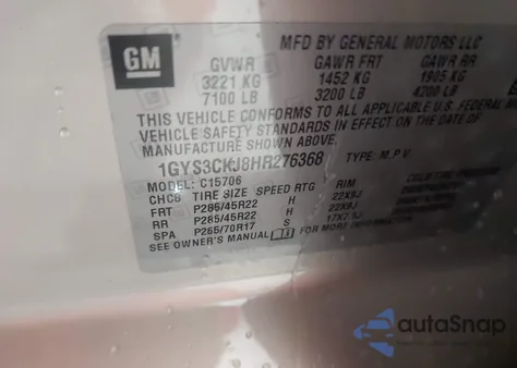 2017 Cadillac Escalade Premium Luxury from USA, damaged, VIN 1GYS3CKJ8HR276368